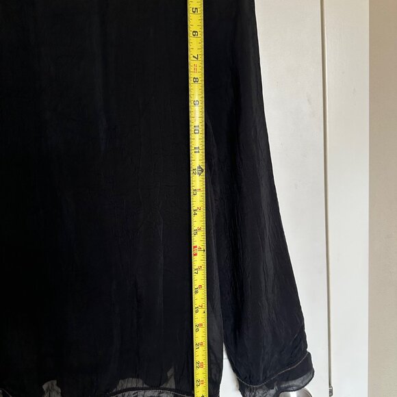 J. JILL Black Sheer Long Sleeve Peasant Top Size M - Picture 9 of 11